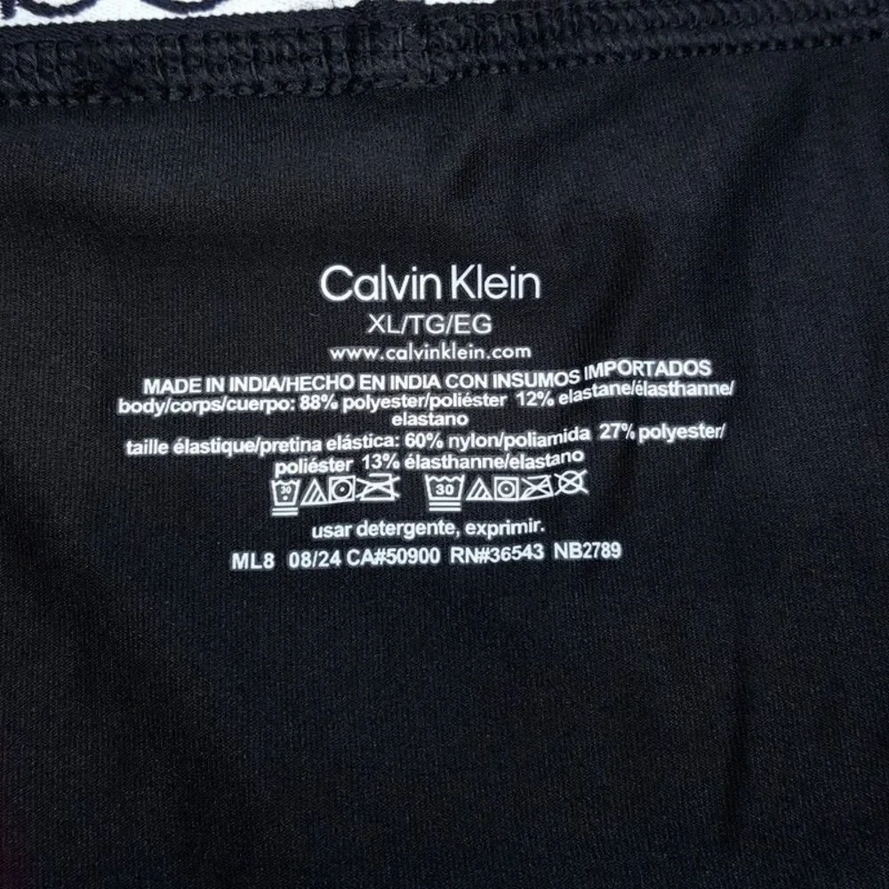 CALVIN KLEIN Boxer Briefs Mens XL Solid Black Microfiber Low Rise Trunk Logo
